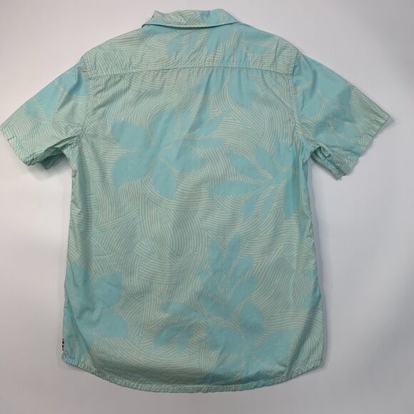 Quiksilver Shirt Mens M Medium Lake Blue Carved Paddle Woven Cotton Button Up - Picture 7 of 9